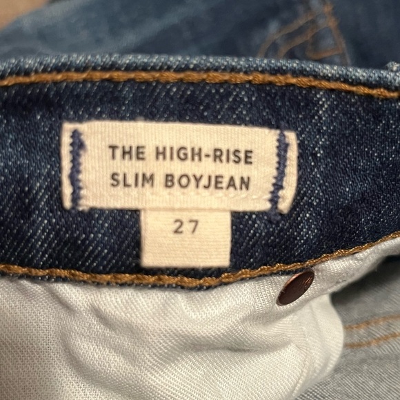 Madewell The High Rise Slim Boyjean Distressed Denim Cotton Jeans Size 27 Blue - Picture 12 of 15